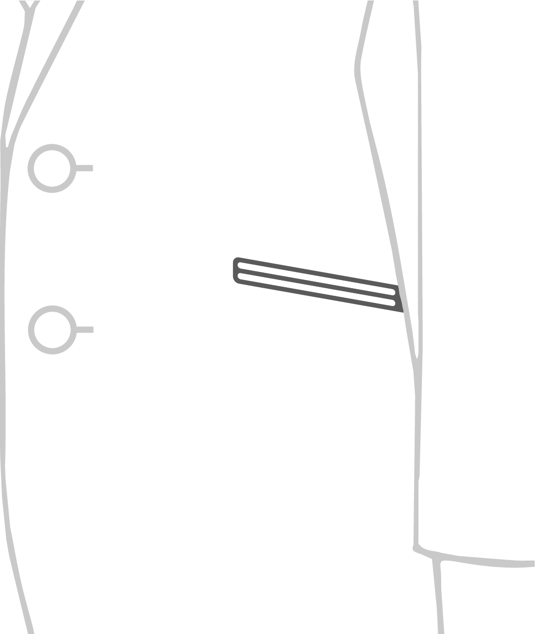 Slanted pocket no flaps