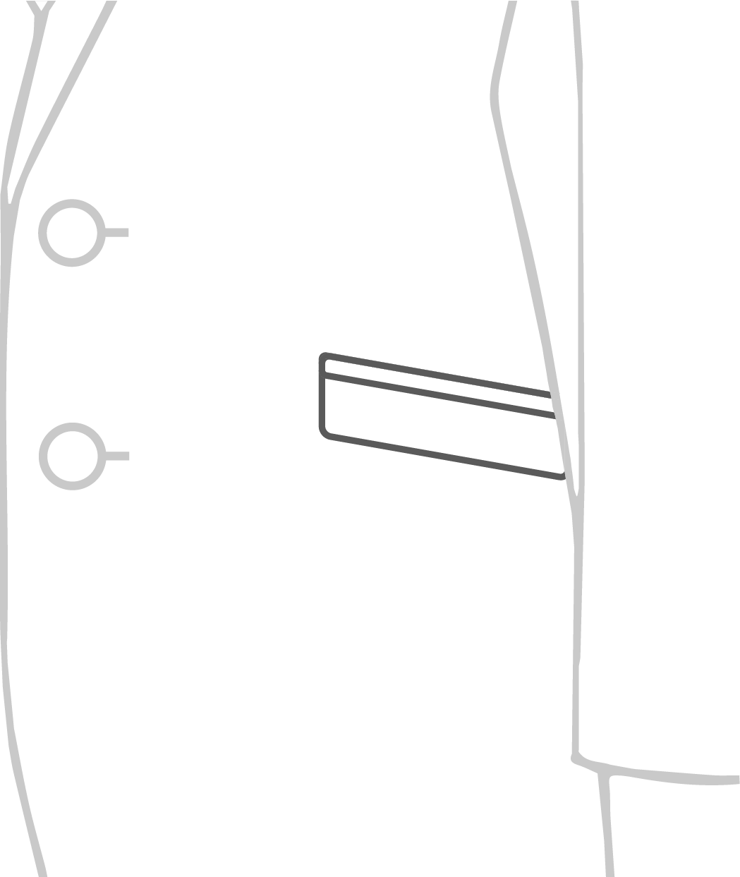 Slanted pocket w/ flaps